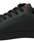 Dolce & Gabbana Elegant Leather Sneakers with Red Accents