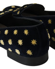 Dolce & Gabbana Elegant Velvet Crown Embroidery Loafers