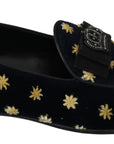 Dolce & Gabbana Elegant Velvet Crown Embroidery Loafers