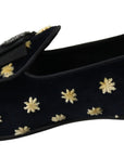 Dolce & Gabbana Elegant Velvet Crown Embroidery Loafers