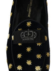 Dolce & Gabbana Elegant Velvet Crown Embroidery Loafers