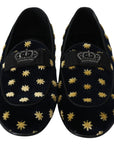 Dolce & Gabbana Elegant Velvet Crown Embroidery Loafers