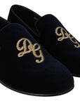Dolce & Gabbana Elegant Blue Embroidered Loafers
