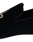 Dolce & Gabbana Elegant Blue Embroidered Loafers