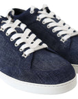 Jimmy Choo Chic Slip-On Blue Denim Suede Sneakers