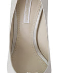 Dolce & Gabbana White Crystal Peep Toe Silk Blend Heels