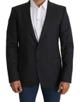 Dolce & Gabbana Elegant Gray Wool Silk Blend Slim Fit Blazer