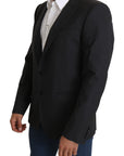 Dolce & Gabbana Elegant Gray Wool Silk Blend Slim Fit Blazer