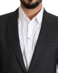 Dolce & Gabbana Elegant Gray Wool Silk Blend Slim Fit Blazer