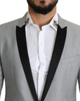 Dolce & Gabbana Elegant Silk Blend Light Gray Blazer