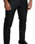 Dolce & Gabbana Elegant Metallic Black Dress Pants