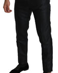 Dolce & Gabbana Elegant Metallic Black Dress Pants