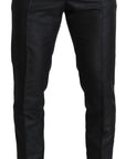 Dolce & Gabbana Elegant Metallic Black Dress Pants