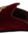 Dolce & Gabbana Red Velvet Embroidered Slides