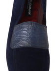 Dolce & Gabbana Elegant Blue Suede Leather Loafers