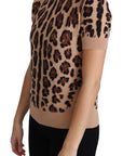 Dolce & Gabbana Elegant Leopard Print Wool Turtleneck Top