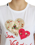Dolce & Gabbana Crystal-Embellished White Cotton Tee