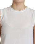 Dolce & Gabbana Elegant Silk Lace-Detailed Sleeveless Blouse