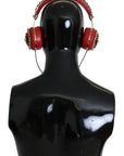 Dolce & Gabbana Exquisite Red Crystal Leather Headphones