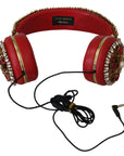 Dolce & Gabbana Exquisite Red Crystal Leather Headphones