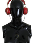 Dolce & Gabbana Exquisite Red Crystal Leather Headphones