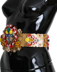 Dolce & Gabbana Gold-Tone Floral Crystal Waist Belt