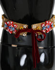 Dolce & Gabbana Golden Floral Crystal Embellished Waist Belt