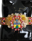 Dolce & Gabbana Golden Floral Crystal Embellished Waist Belt