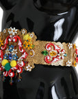 Dolce & Gabbana Golden Floral Crystal Embellished Waist Belt
