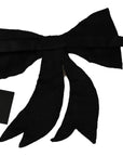 Dolce & Gabbana Silver-Tone Silk Crystal Bow Tie