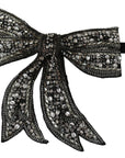 Dolce & Gabbana Silver-Tone Silk Crystal Bow Tie