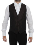 Dolce & Gabbana Elegant Brown Black Wool Blend Dress Vest