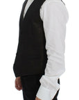 Dolce & Gabbana Elegant Brown Black Wool Blend Dress Vest