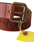 Just Cavalli Chic Brown Leather Logo Waist Belt