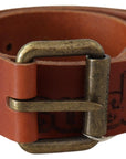 Just Cavalli Chic Brown Leather Logo Waist Belt