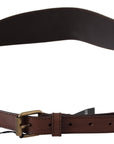 PLEIN SUD Chic Dark Brown Leather Fashion Belt