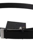 PLEIN SUD Elegant Black Leather Waist Belt