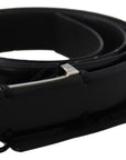 PLEIN SUD Elegant Black Leather Waist Belt