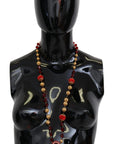 Dolce & Gabbana Elegant Red Crystal Gold-Plated Necklace