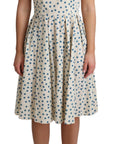 Dolce & Gabbana Elegant Beige Polka Dot A-Line Sleeveless Dress