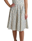 Dolce & Gabbana Elegant Beige Polka Dot A-Line Sleeveless Dress