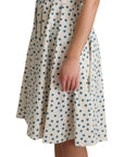 Dolce & Gabbana Elegant Beige Polka Dot A-Line Sleeveless Dress