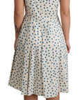 Dolce & Gabbana Elegant Beige Polka Dot A-Line Sleeveless Dress