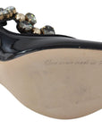 Dolce & Gabbana Elegant Black Leather Crystal Pumps