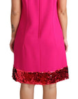 Dolce & Gabbana Elegant Fuchsia Sequined Wool Blend Shift Dress