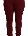 Dolce & Gabbana High-Waist Embroidered Red Skinny Trousers