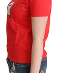 Moschino Chic Red Cotton Tee with Signature Print