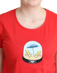 Moschino Chic Red Cotton Tee with Signature Print