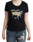 Moschino Chic Black Cotton Tee with Playful Print