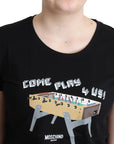Moschino Chic Black Cotton Tee with Playful Print